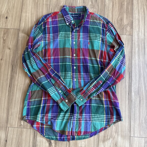 Ralph Lauren Other - Vintage Polo Ralph Lauren Shirt Men’s XL Hand Woven Madras Multi Color Plaid
